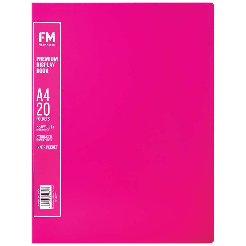 FM A4 Premium Display Book 20 Pocket Shocking Pink