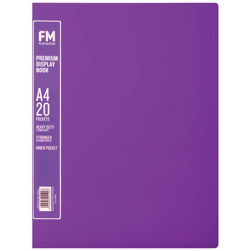 FM A4 Premium Display Book in Passion Purple with 20 pockets for document protection and stylish organization.