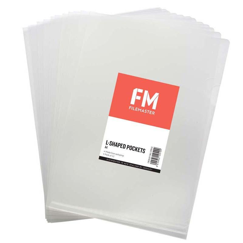 FM Pocket L Shape Clear A4 Clear 12 Pack Hangsell