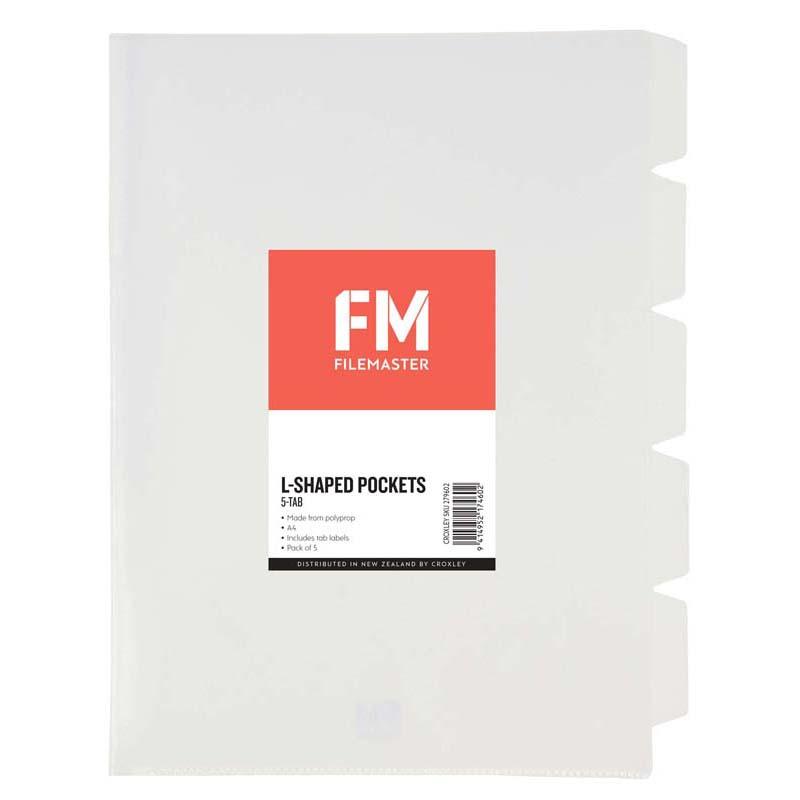 FM Pocket L Shape 5 Tab A4 Clear 5 Pack