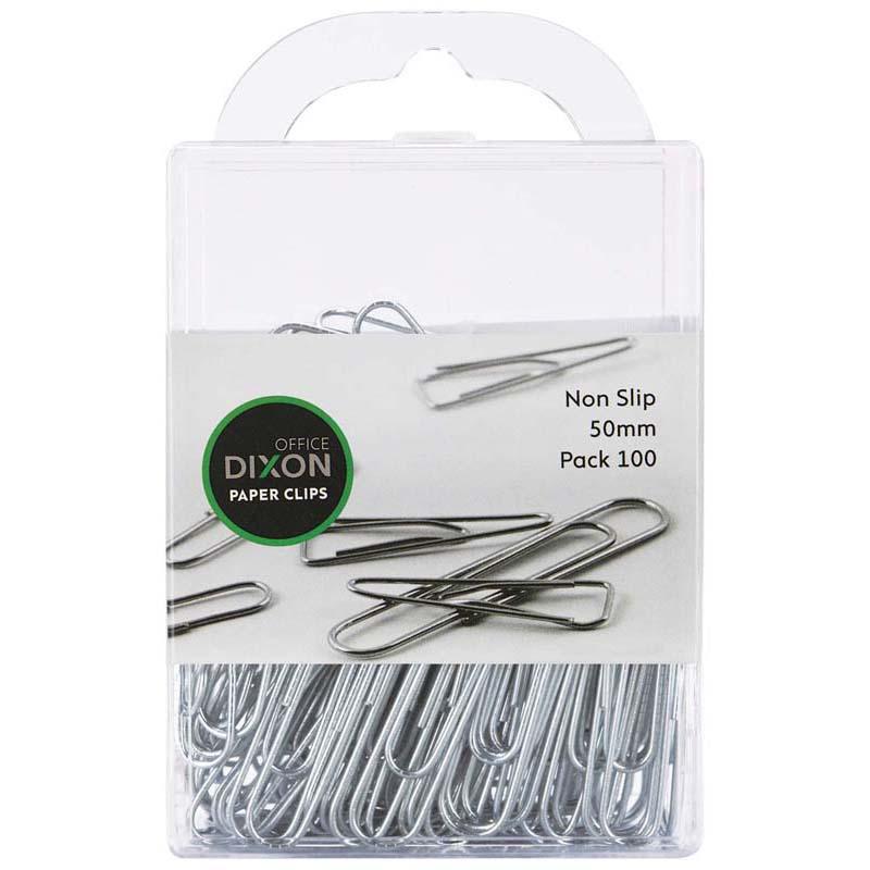 Dixon 50mm nonslip paper clips pack of 100, durable metal, perfect for organizing thick stacks of documents.