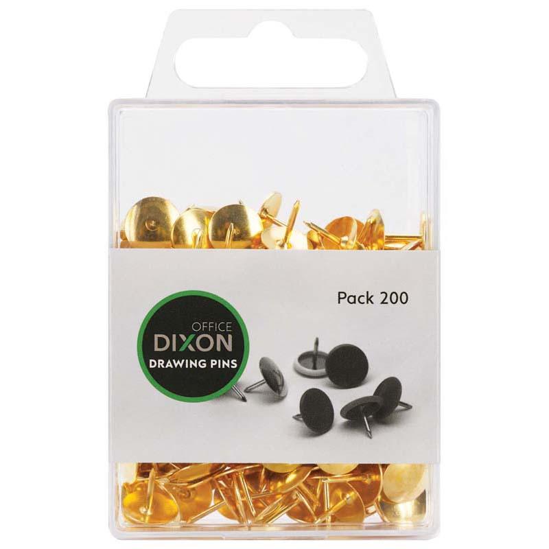 Dixon Drawing Pins Brass No.3 Pack of 200, durable and sharp for secure pinning on various surfaces, ideal for organizing.