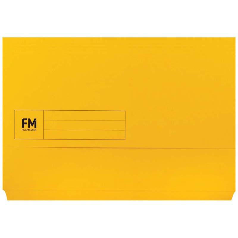 Yellow foolscap document wallet with ID panel and 25mm capacity for organized document storage.