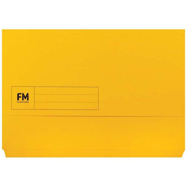 Yellow foolscap document wallet with ID panel and 25mm capacity for organized document storage.