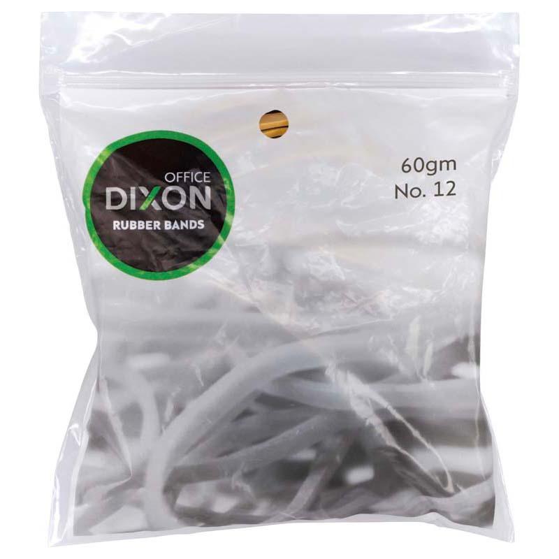 Dixon Rubber Bands 60gm No.12 in brown, durable and elastic for organizing documents and bundling items, ideal for home and office.