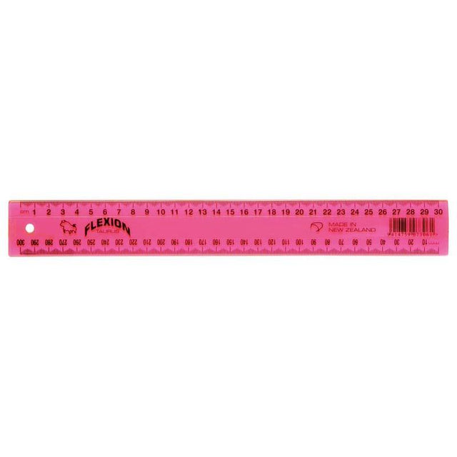 Taurus Ruler Flexion 300mm in pink, flexible PVC design for precise measurements and curves, perfect for artists and students.