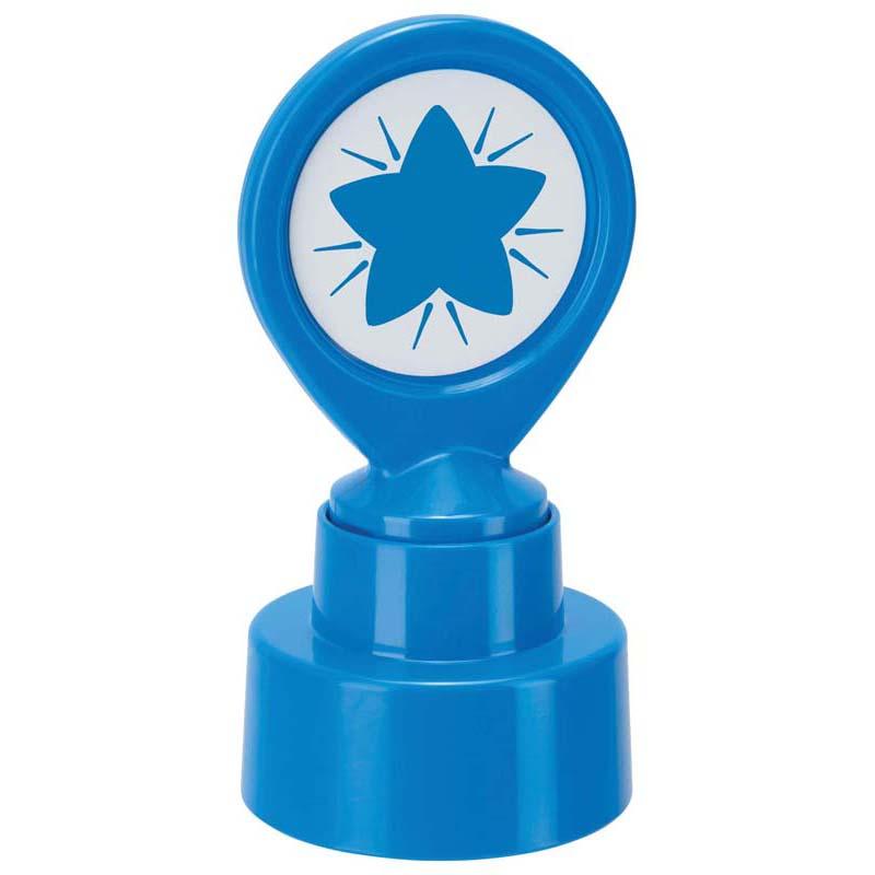 Blue star motivational stamp for classrooms, delivering 15,000 impressions to inspire and reward students.