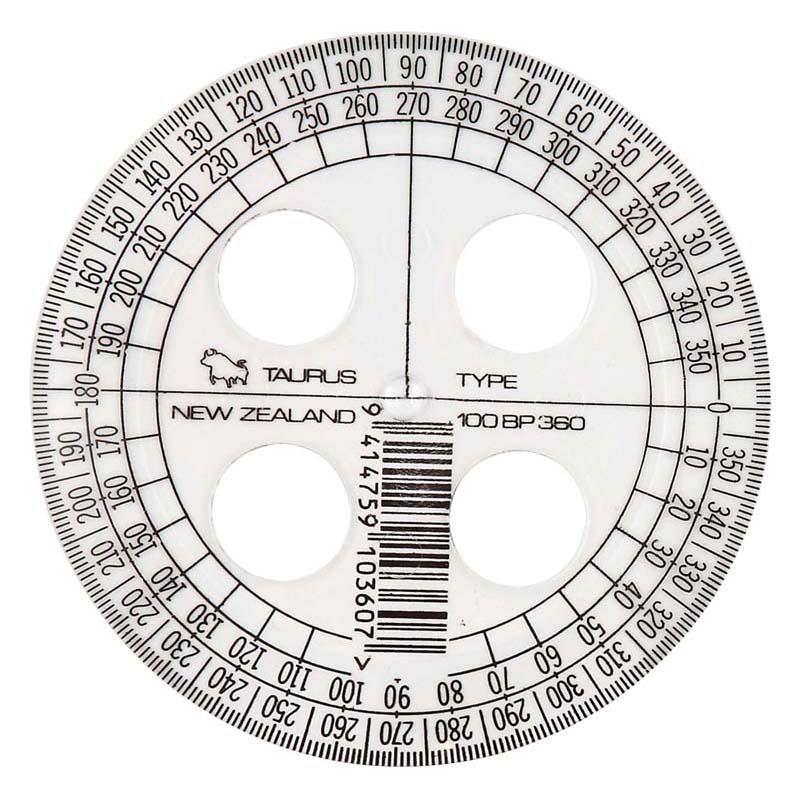 Taurus Protractor 10cm 360, clear plastic design for precise angle measurements, ideal for students and professionals.