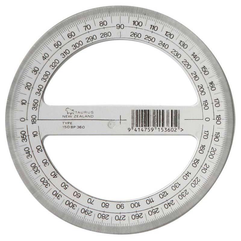 Taurus Protractor 15cm 360 for precise angle measurement and easy reading, ideal for students and professionals.