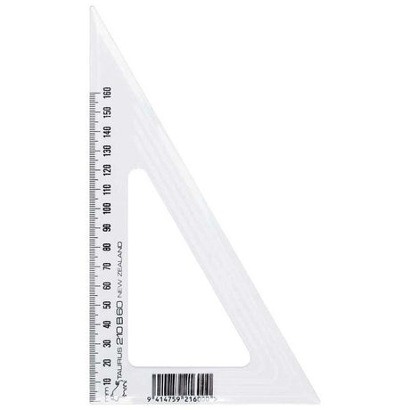 Taurus 21cm set square with 60-degree edge, perfect for precise angles and straight lines in design and drafting.