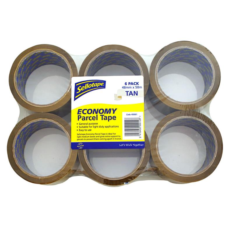 Sellotape Parcel Tape Tan 48mmx50m (6 pack)