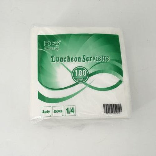 Luncheon Napkin - 1ply x 1/4 Fold 30cm (10 Packs)