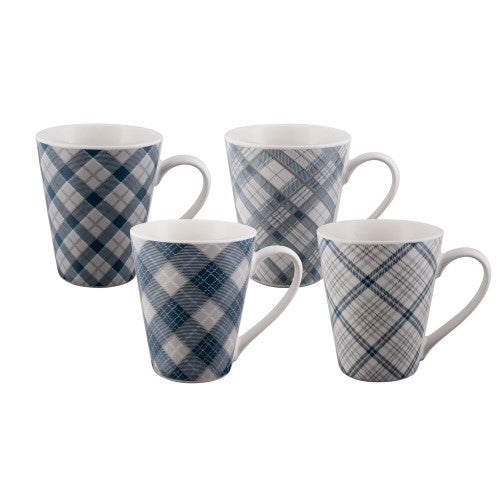 Conical Mug - Bundanoon Tartan Blues (Set of 4)