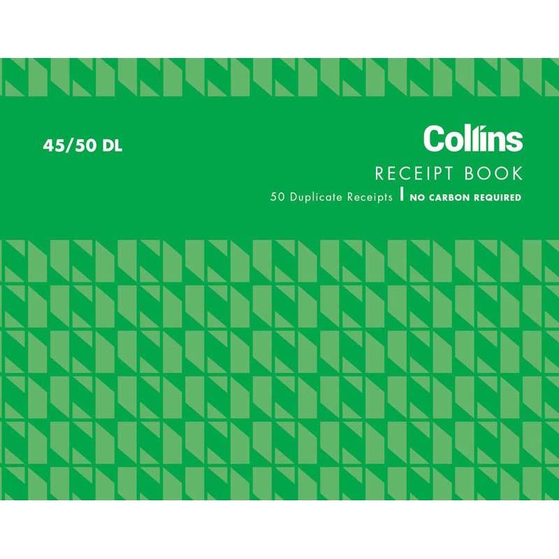 Collins Cash Receipt 45/50DL Duplicate No Carbon Required