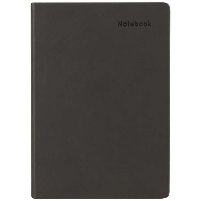 Milford Rhapsody A5 Notebook in Dark Grey with 192 pages, rounded corners, and a rear pocket for notes.