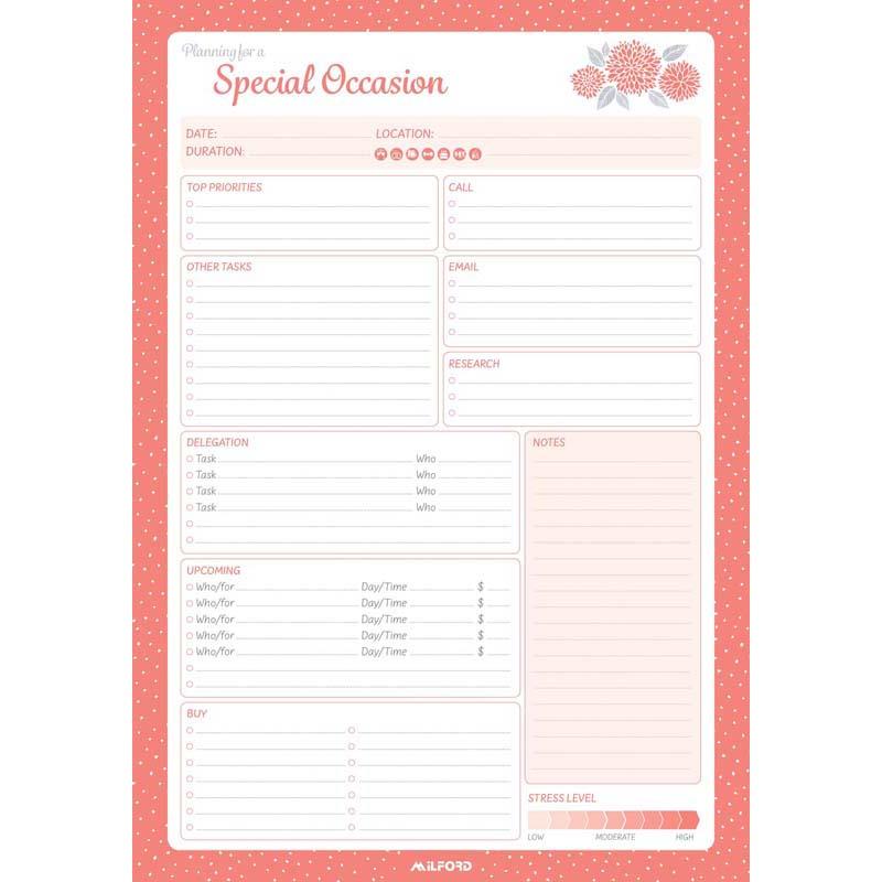 Milford Special Occasion Planner Pad 175x250 60 Leaf