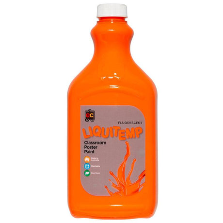 Vibrant 2L orange fluorescent poster paint, water-based and non-toxic, perfect for crafts and school projects.