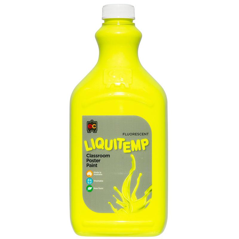 Liquitemp Fluorescent Poster Paint in vibrant Yellow, non-toxic and perfect for all ages, ideal for arts and crafts projects.