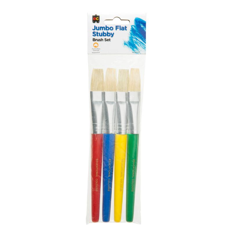 EC Brush Flat Stubby 4 Pack features durable bristle brushes for precise strokes and comfort in creative painting projects.