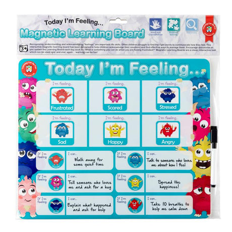 Colorful magnetic learning board teaching children about emotions and emotional intelligence in an engaging way.