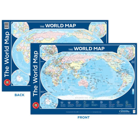 Vibrant LCBF World Map Poster featuring detailed continents, oceans, and countries, perfect for educational and decorative use.