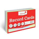 Silvine Record Cards 6x4 Ruled Assorted Colours