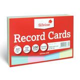 Silvine Record Cards 8x5 Ruled Assorted Colours