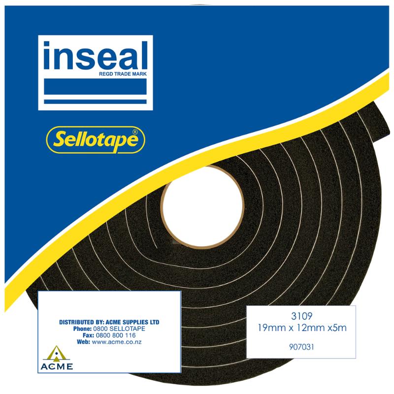 Inseal 3109 PKD sealing tape, 19mm thick and 12mm wide, for durable automotive and industrial sealing needs.