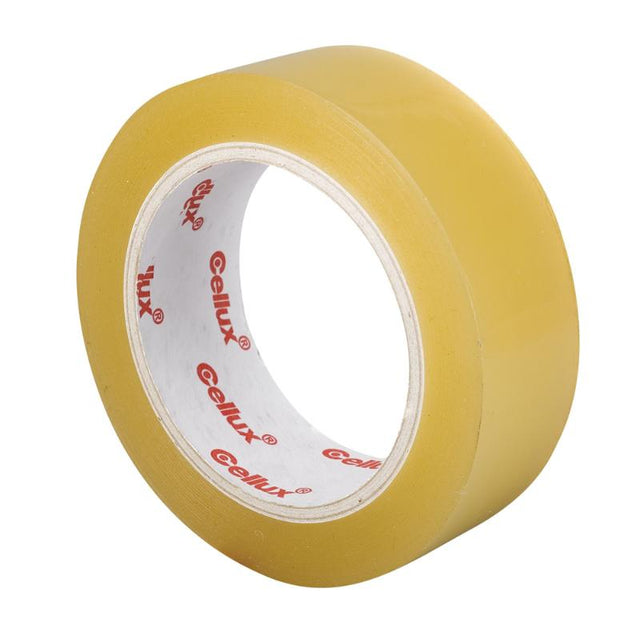 Cellux 0725 clear packaging tape, 36mm x 100m, strong adhesive for secure sealing and professional finishing.