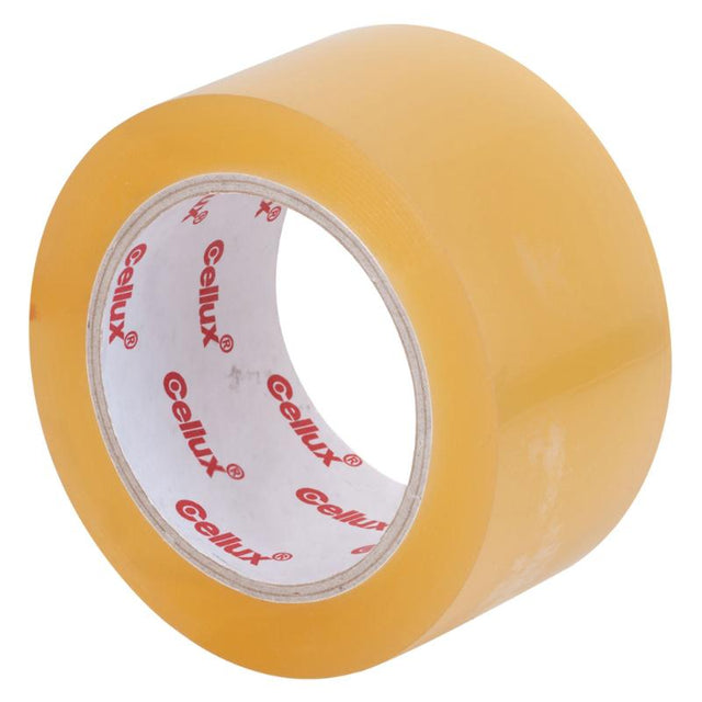 Cellux 0725 PP Clear Tape, 48mm x 100m, durable polypropylene for secure parcel sealing and efficient packaging.