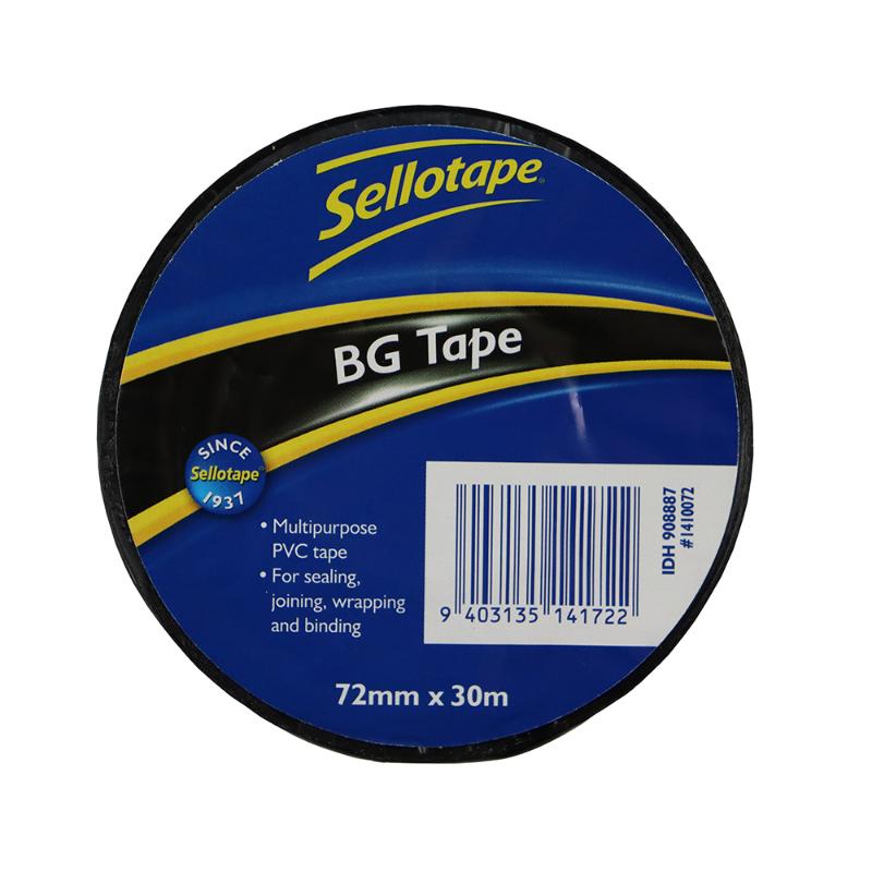 Sellotape 1410 BG Tape Black 72mmx30m