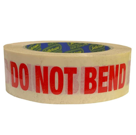 Sellotape RIP030D Do Not Bend tape, 30mmx50m, ensures safe packaging with clear handling instructions for fragile items.