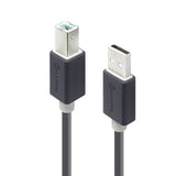 Alogic USB 2.0 Type A to B cable for high-speed data transfer up to 480 Mbps, ideal for printers and scanners.