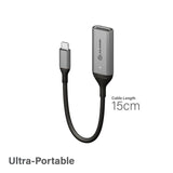 Alogic Ultra 15cm USB-C to DisplayPort Adapter - 4K 60Hz for Laptops, Tablets & Gaming