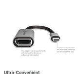 Alogic Ultra 15cm USB-C to DisplayPort Adapter - 4K 60Hz for Laptops, Tablets & Gaming