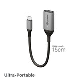 Alogic Ultra 15cm USB-C to HDMI Female Adapter - 4K 60Hz, Durable Aluminum Design