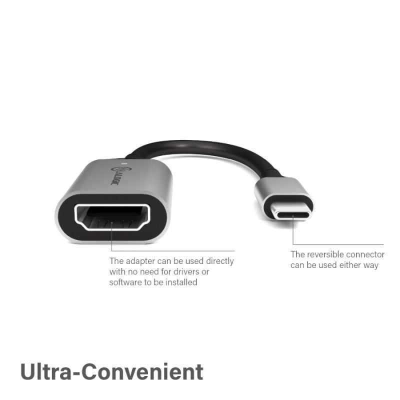 Alogic Ultra 15cm USB-C to HDMI Female Adapter - 4K 60Hz, Durable Aluminum Design