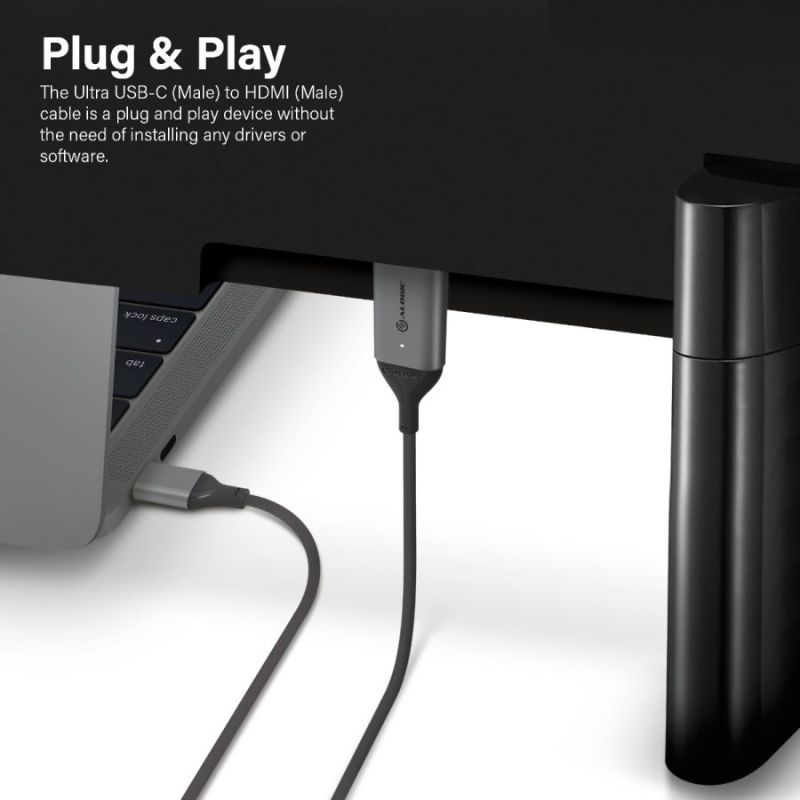 Alogic USB-C to HDMI Cable - 4K 60Hz Male to Male - Ultra Series - Space Grey - High-Speed Connectivity