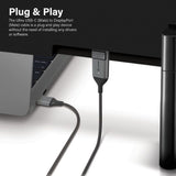Alogic USB-C to DisplayPort cable, 4K 60Hz, space grey, ideal for high-definition video and Thunderbolt 3 connectivity.