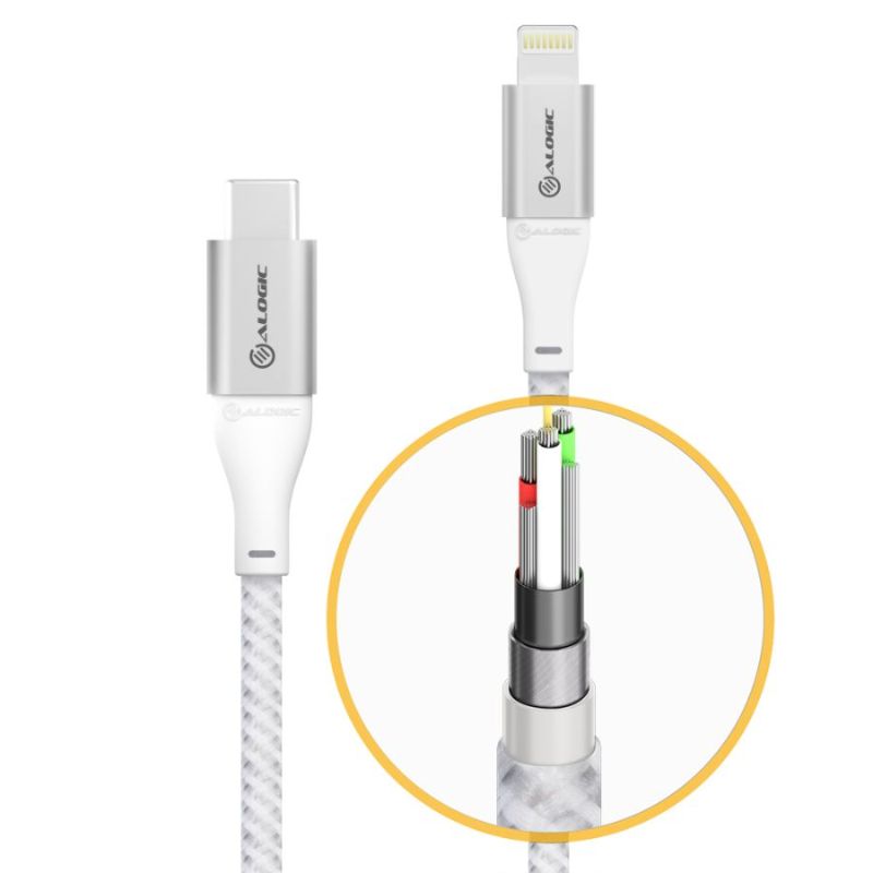 Alogic SUPER Ultra 1.5m USB-C to Lightning Cable - Fast Charging for iPhone & iPad - Silver