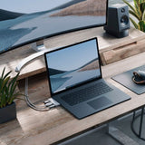 Alogic USB-C Mini Dock with HDMI and USB-A, supports 4K video and 60W Power Delivery, sleek and portable design.