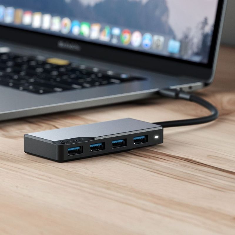 Alogic USB-C Fusion SWIFT 4-in-1 Hub - High-Speed Data Transfer, Space Grey, Portable Adapter