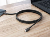Alogic Elements Pro 2m USB-C to USB-C cable in black, offering 5A fast charging and 480Mbps data transfer for devices.