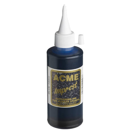 Acme Imprest Ink 100ml 7012 Blue, eco-friendly water-based ink for vibrant stamping on various surfaces.