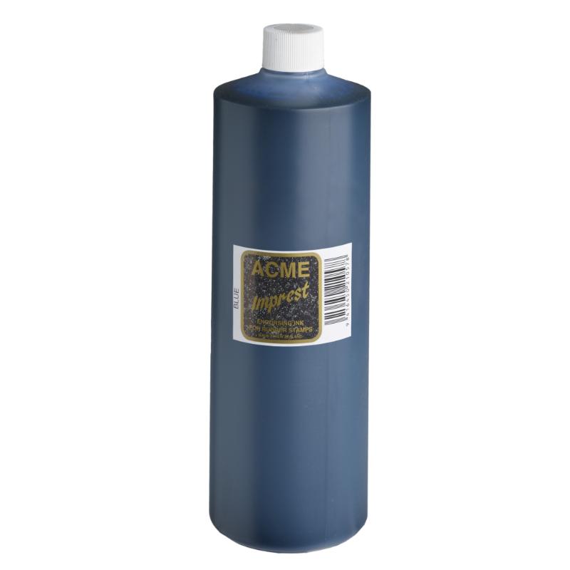 Acme Imprest Ink 500ml in vibrant blue, perfect for stamping with quick drying and minimal smudging features.