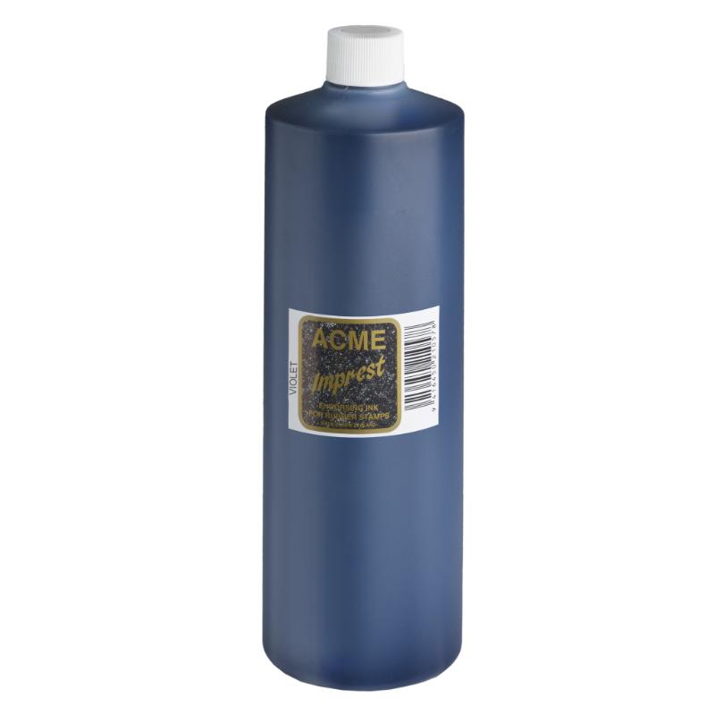 Acme Imprest Ink 500ml in vibrant violet for clear stamping on paper and cardboard, perfect for artists and crafters.