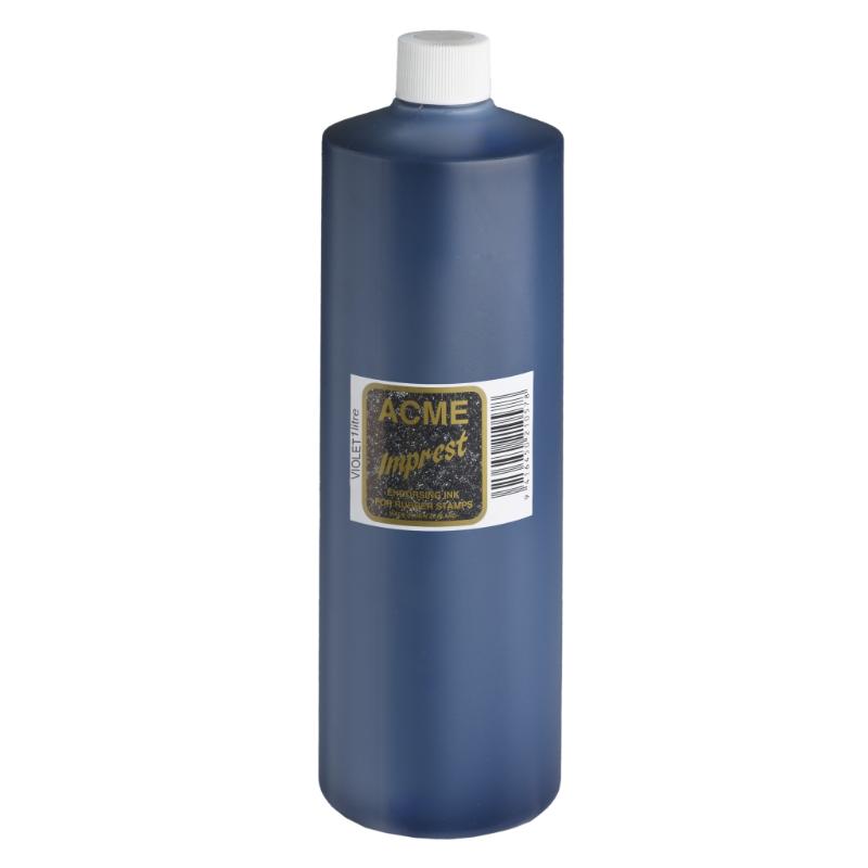 Vibrant 1 Litre Acme Imprest Violet Ink for stamping and crafts; ensures crisp impressions and long-lasting performance.