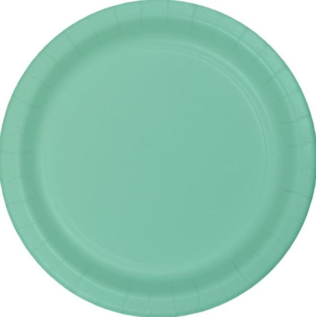 Fresh mint green paper dinner plates, 23cm, pack of 24, ideal for any occasion, stylish and biodegradable.