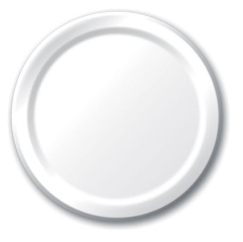 Durable 18cm white paper lunch plates, pack of 24, perfect for easy serving at events and eco-friendly gatherings.