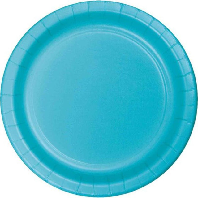 Bermuda Blue disposable paper lunch plates, 18cm, perfect for casual dining and events, pack of 24.